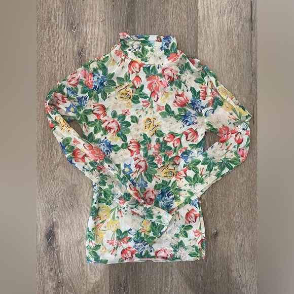 AFRM Tops - AFRM Multicolor Floral Mesh Top Turtleneck